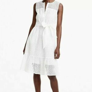 J.Crew All Over Eyelet Lace White Tie Dress